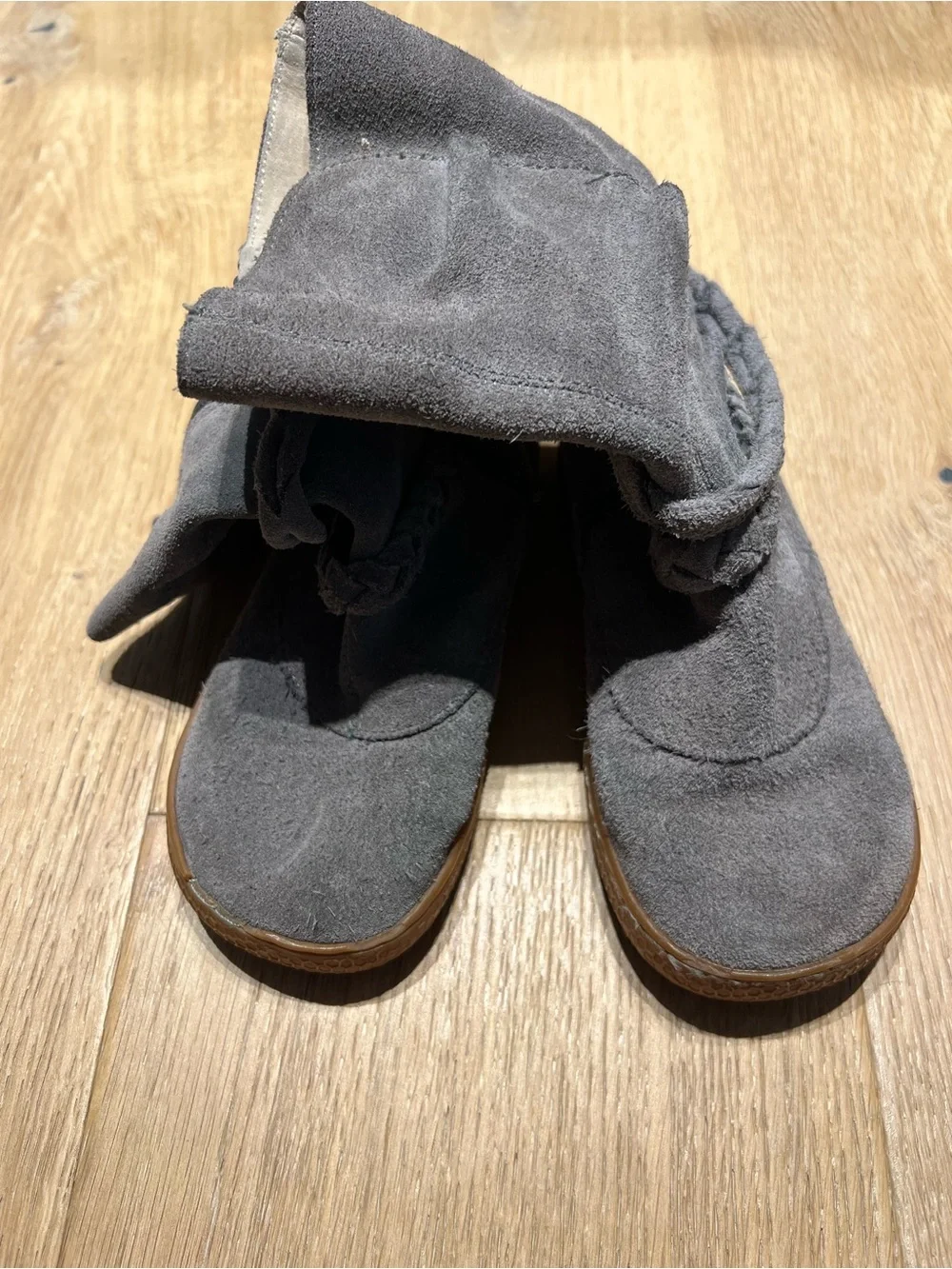 Livie and Luca Kids Gray and Purple Suede Booties, Size 12